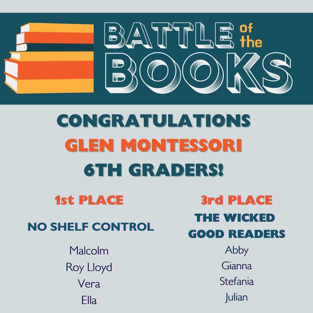 CONNGRATULATIONS GLEN MONTESSORI TEAMS! 1ST AND 3RD PLACE!